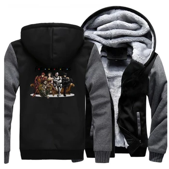 

The Avengers Friends Jackets Men Superhero Sweatshirt Hoodies Winter Thick Zipper Fleece Warm Coat Jacket Super Hero Sportswear