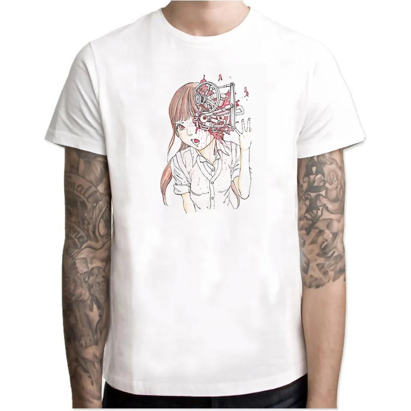 

Zumaki Cotton T Shirt Men Junji Ito Tees Horror Manga Japanese Tshirt Men Slim Fit Short T-Shirt Discount Men's Awesome Clothes