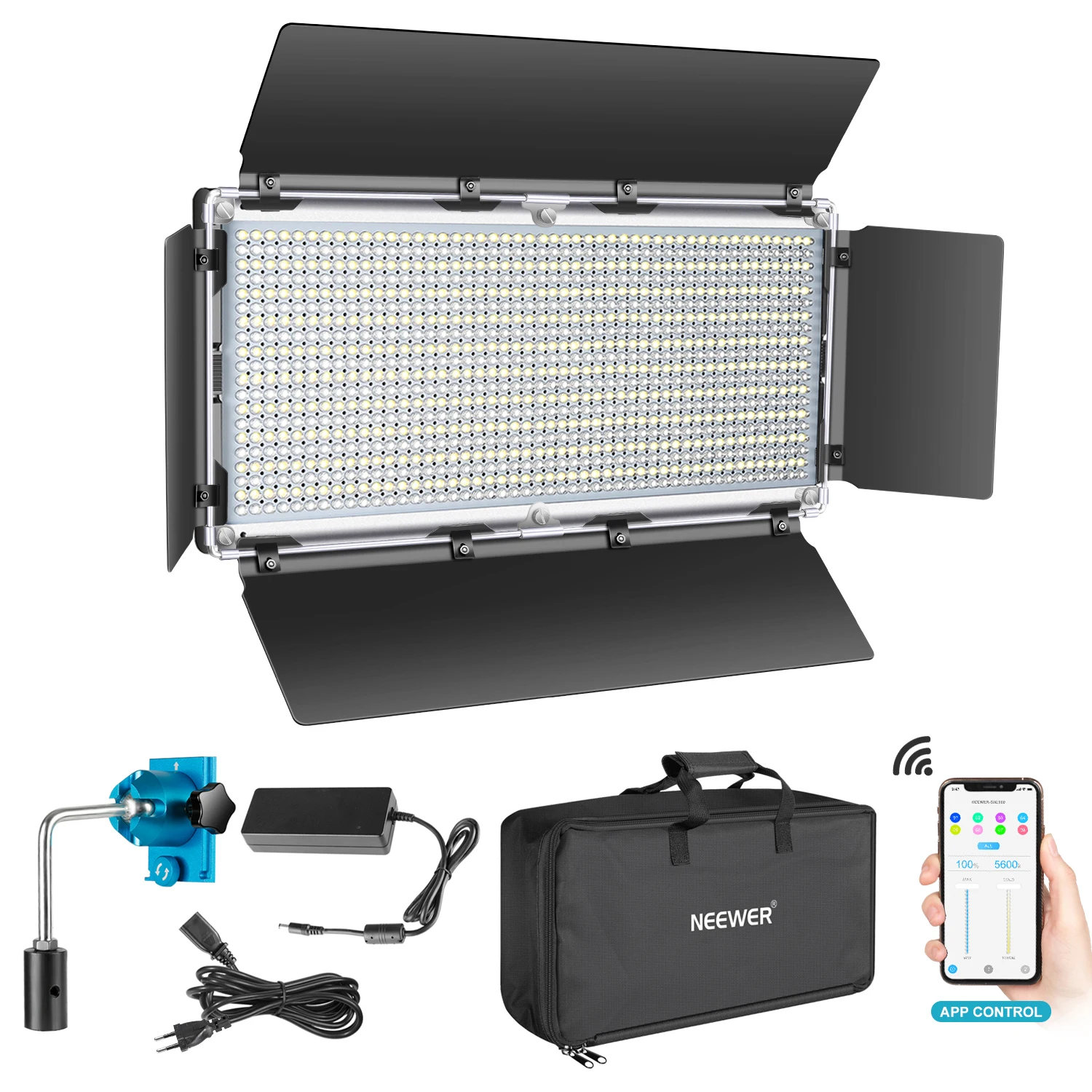 

Neewer 960 LED Video Light with APP Intelligent Control System, Dimmable 3200K-5600K Bi-Color Photography LED Lighting Kit
