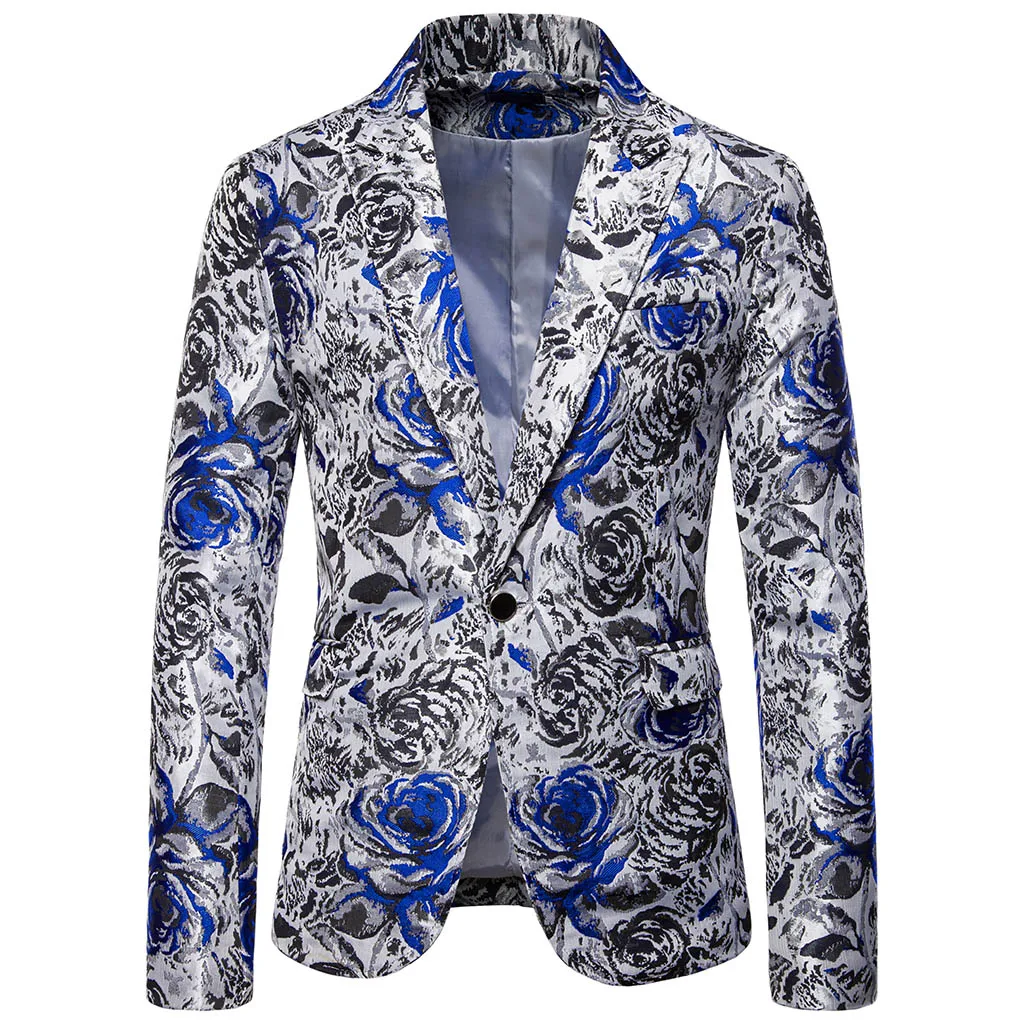 Puimentiua Men's Blazer Rose Print Velvet Pattern Blazer Business Casual Men's Slim Suit Jacket Wedding Party Blazer NEW Puimentiua Men's Blazer Rose Print Velvet Pattern Blazer Business Casual Men's Slim Suit Jacket Wedding Party Blazer NEW