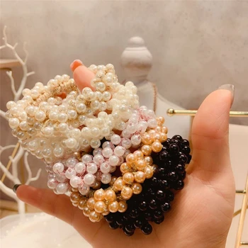 

Fashion Scrunchies Woman Imitation Pearl Hair Rope Rubber Bands Ponytail Holders Korean Hair Accessories Beaded Elastic Hair Tie