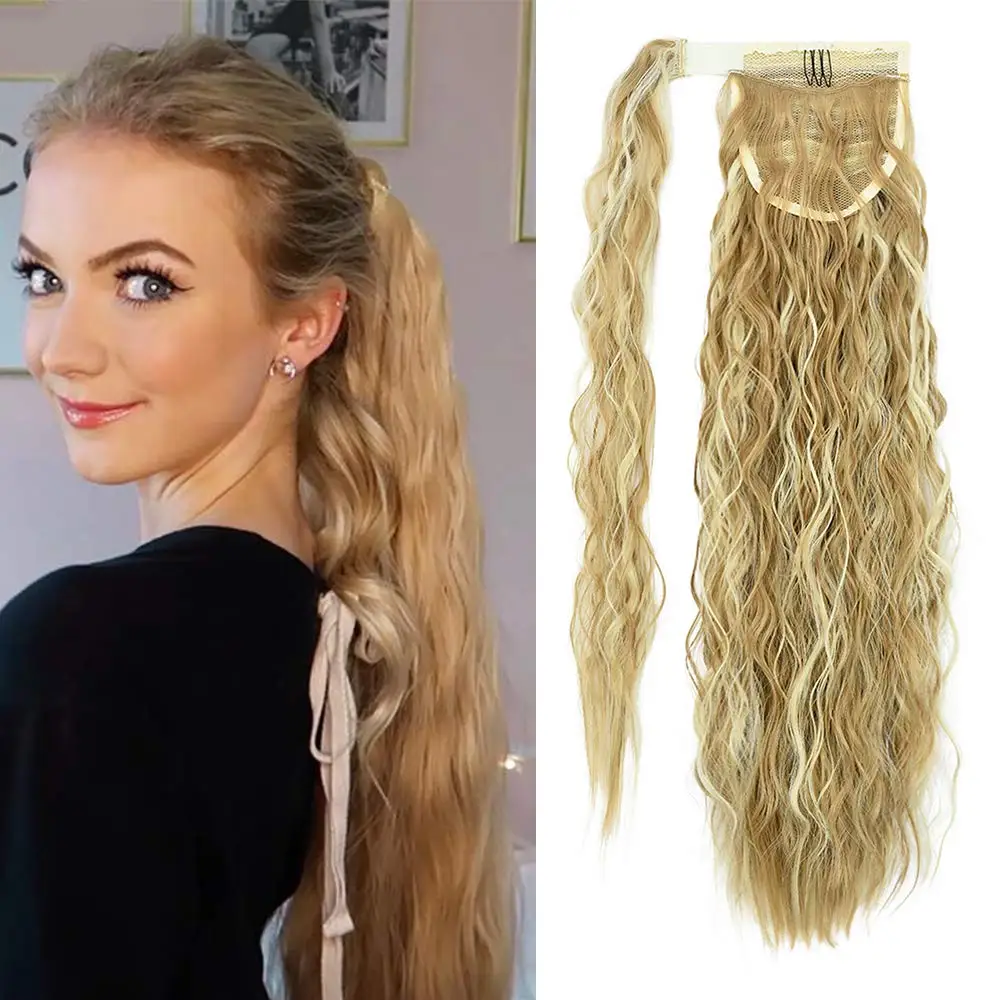 Promo Synthetic Ponytail Hair-Extensions Hairpiece False-Hair Curly Long-Corn Wavy Clip-In NRwoey16Aqx