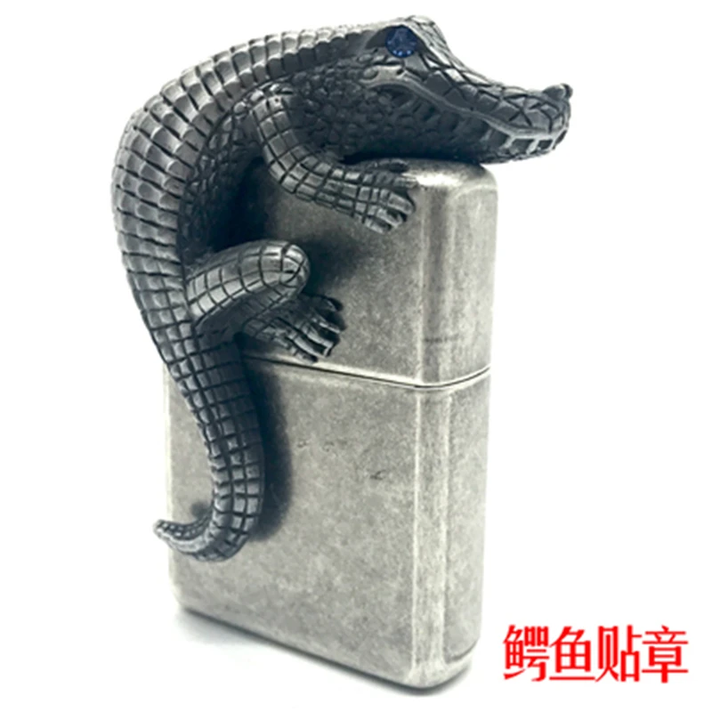 3D дракон, крокодил металлическая наклейка самоклеющаяся для украшения Зорро морская война клей на металлическом куске для керосиновых масляных зажигалок