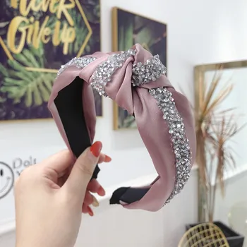 

Women's hair band hair act the role ofsimple solid color super flash set diamond knot twist knot headband headband