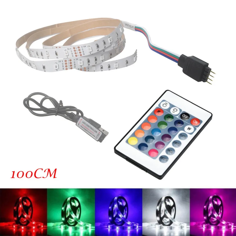 USB SMD2835 LED Strip RGB LED Strip Light 50100200CM LED Tape With 24 Key Remote Controller Lamp Backlight Striscia 30SEP11 (3)