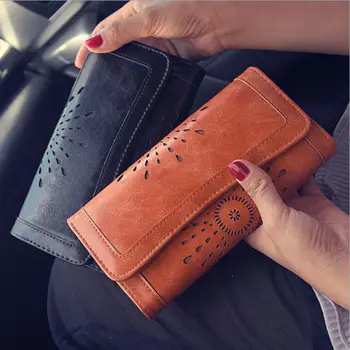 

Ladies Women Boho Leather Wallet Handbag Clutch Bag Phone Card Holder Long Purse