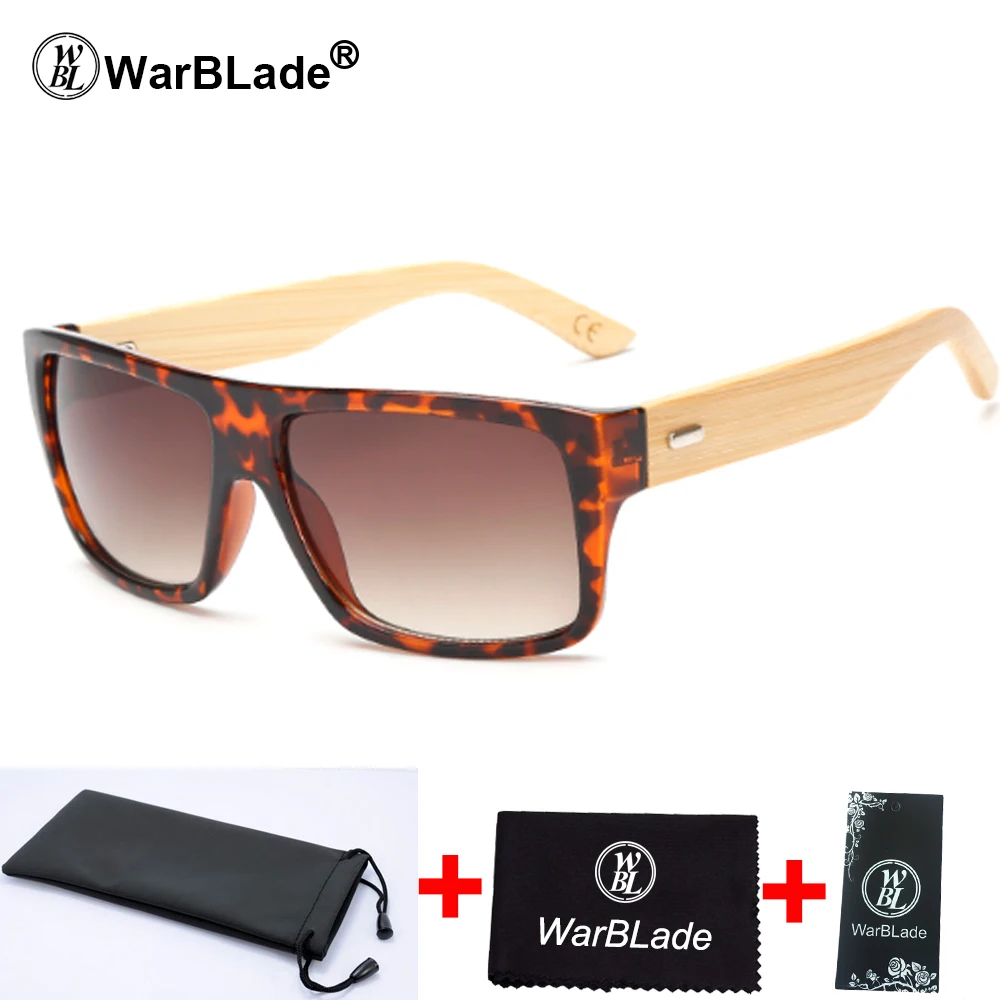 leopard tea WarBLade квадратные бамбуковые солнцезащитные очки мужские натуральные солнцезащитные очки в деревянной оправе уличная Рыбалка вождения спортивные очки Bambu Oculos - Цвет линз: leopard tea
