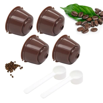 

4Pcs Fit For Dolce Gusto Coffee Filter Cup Reusable Coffee Capsule Filters For Nespresso,With Spoon Brush Kitchen Accessories