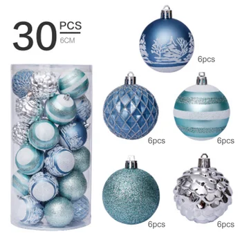 

30pcs 6cm Creative Shatterproof Painted Christmas Ball Tree Hanging Ball Decoration for Home Holiday New Year Wedding Party Gift