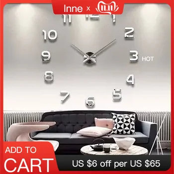

3d Luminous Real Big Wall Clock Rushed Mirror Sticker Diy Living Room Home Decor Fashion Watches Quartz Large