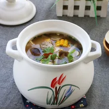 Домашняя керамическая кастрюля суповая каменная кастрюля рисовая лапша суповый горшок белый горшок с орхидеей Высокая термостойкая кастрюля кухонная посуда