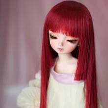 

New Style 1/3 1/4 1/6 1/8 Wine Red Straight Style Hair High Temperature Wire BJD Wig