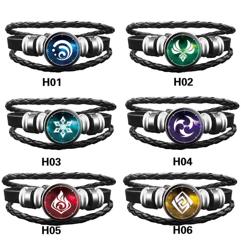 Genshin Impact Game Cosplay Prop Eye Of God Water Wind Thunder Fire Rock Ice Element Bracelet Jewelry Accessories