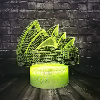 

Creative Australia Sidney opera Home 3D visual LED House Bedroom Table 7 Color Crack RGB Change Holiday Friend Xmas Kids Toy