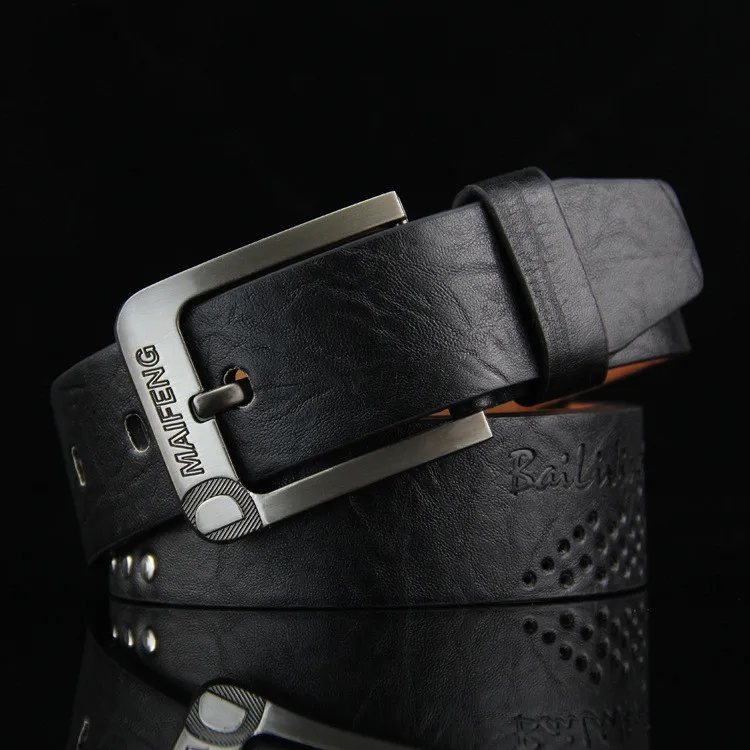 

Leather men's high quality classic alloy belt pin buckle men's denim business matching leather belt