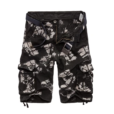 BLACK CAMO PADEGAO брендовые новые мужские военные карго шорты армейские камуфляжные тактические Шорты хлопковые свободные рабочие повседневные короткие штаны размера плюс - Цвет: BLACK CAMO