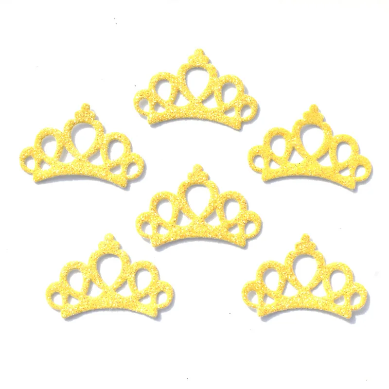 Yellow 80 шт./партия 3*2 см блестящая кожаная ткань патчи Bling Crown аппликация для рукоделия одежда стикеры поставки Декор Аксессуары H66 - Цвет: Yellow