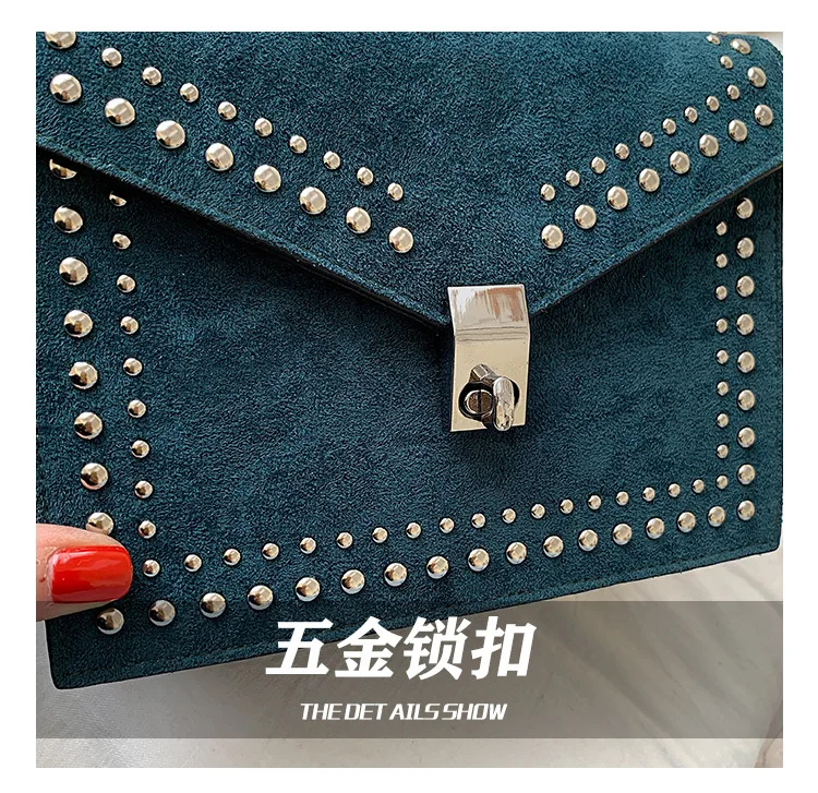 Vintage Leather Crossbody Bags For Women Travel Handbag Chain Fashion Rivet Lock Small Shoulder Messenger Bags Female Flaps