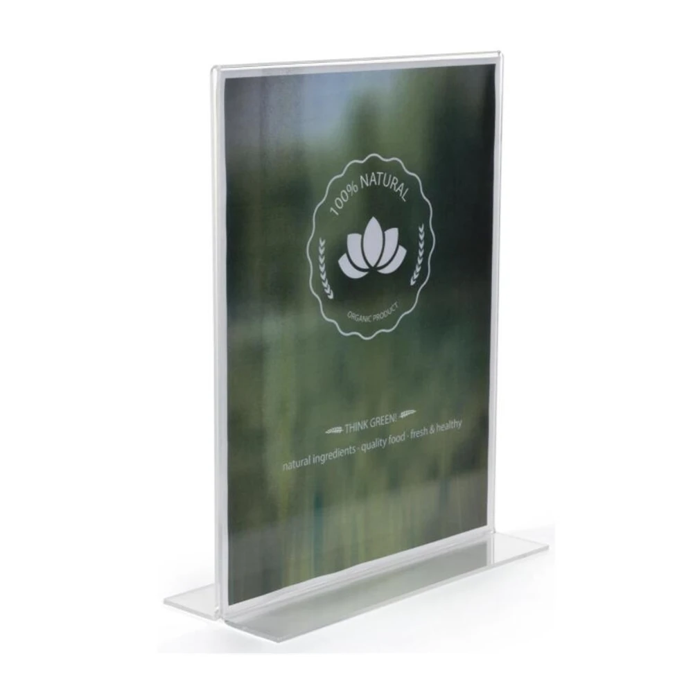 A5 Custom Uv Printed Acrylic Table Sign Holder, T-style - Clear