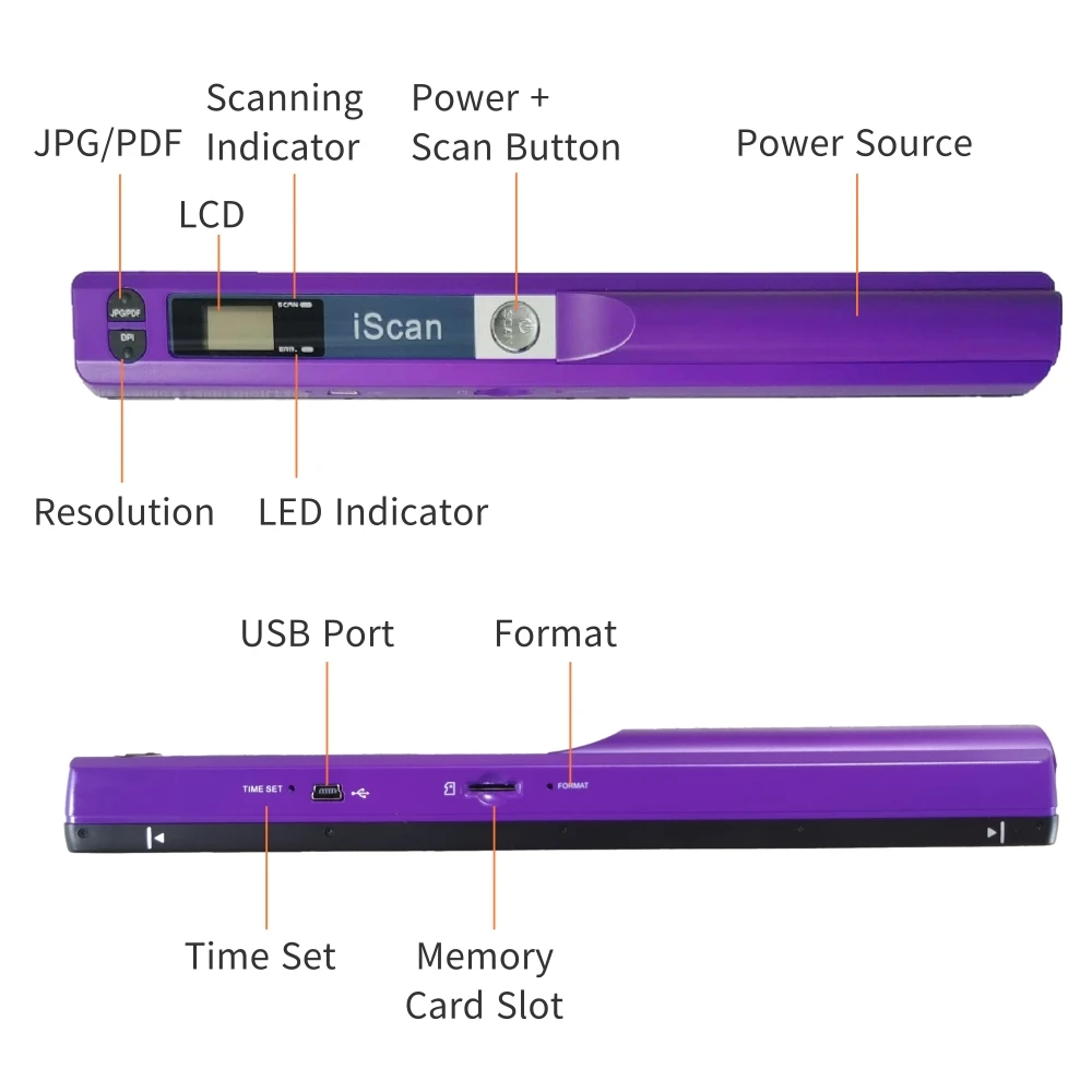 iScan Portable Handheld Scanner Photos Receipts A4 Document Scanner 900DPI for School Home Business Scan Support JPG/PDF Format - 2