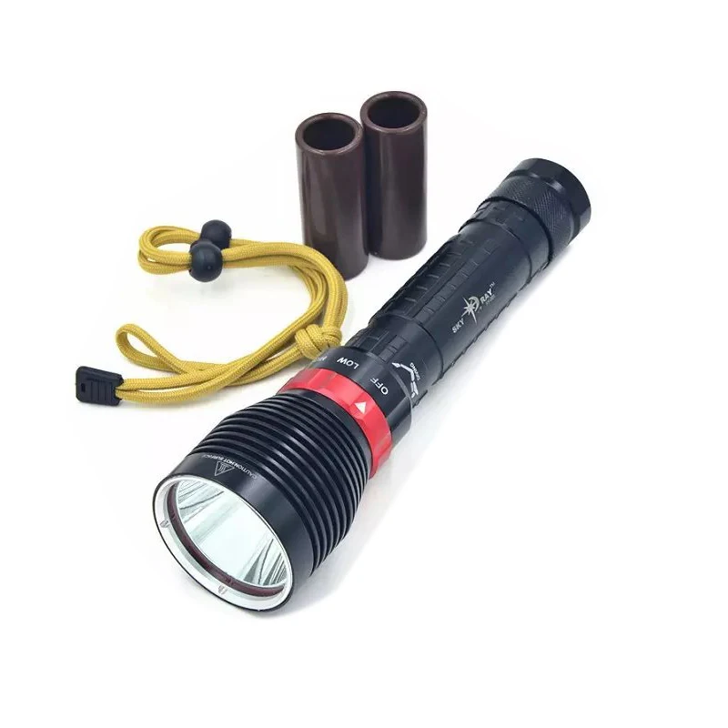 

High quality! waterproof underwater 30m scuba diving torch XM-L2 dive light 1600lumens 26650 18650x2 battery flashlight DX1-2