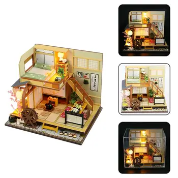 

1 Set Japanese Style DIY House Villa Handmade Wood Building Construction Toys Model Plaything Miniature House Birthday Present
