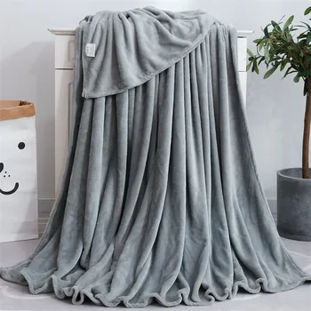 

Solid Color Flannel Blanket Polyester Bed Blanket Summer Nap Blanket Office Airable Blanket