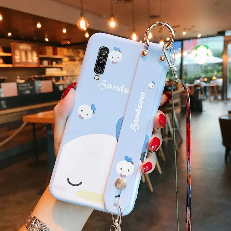 As shown in SAM S10 милый пикачус ремешок чехол для телефона samsung S10 plus/S9/S8 plus/Note 10 pro 8 9 мультфильм Единорог задняя крышка+ ремень - Цвет: As shown in