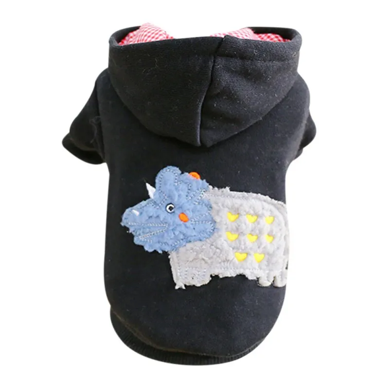 B Pet Winter Thickening Costume Hooded Dog Sweet Leisure Animal Coat HoodieJacket Cartoon Dinosaur Hoodie For Small Dogs - Цвет: B