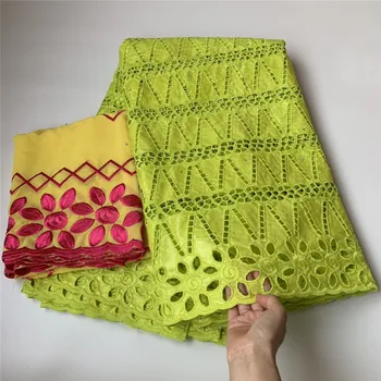 

5+2yards african bazin riche fabric high quality cotton Guinea Brocade Fabric Bazin Brode with chiffon blouse set