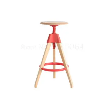 

Modern Minimalist European-style Solid Wood Round Rotary Lift Creative Design High Stool Bar Chair Bar Chair Bar Stool