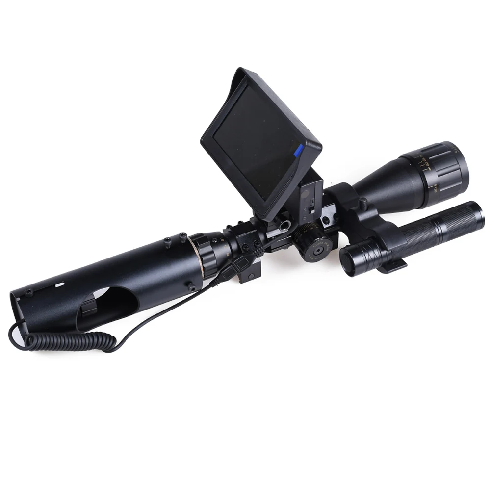 

Night Vision Scope for Riflescope Aviation Aluminum Black Long Viewing Range Clear Vision with Camera LED Infrared Flashlight
