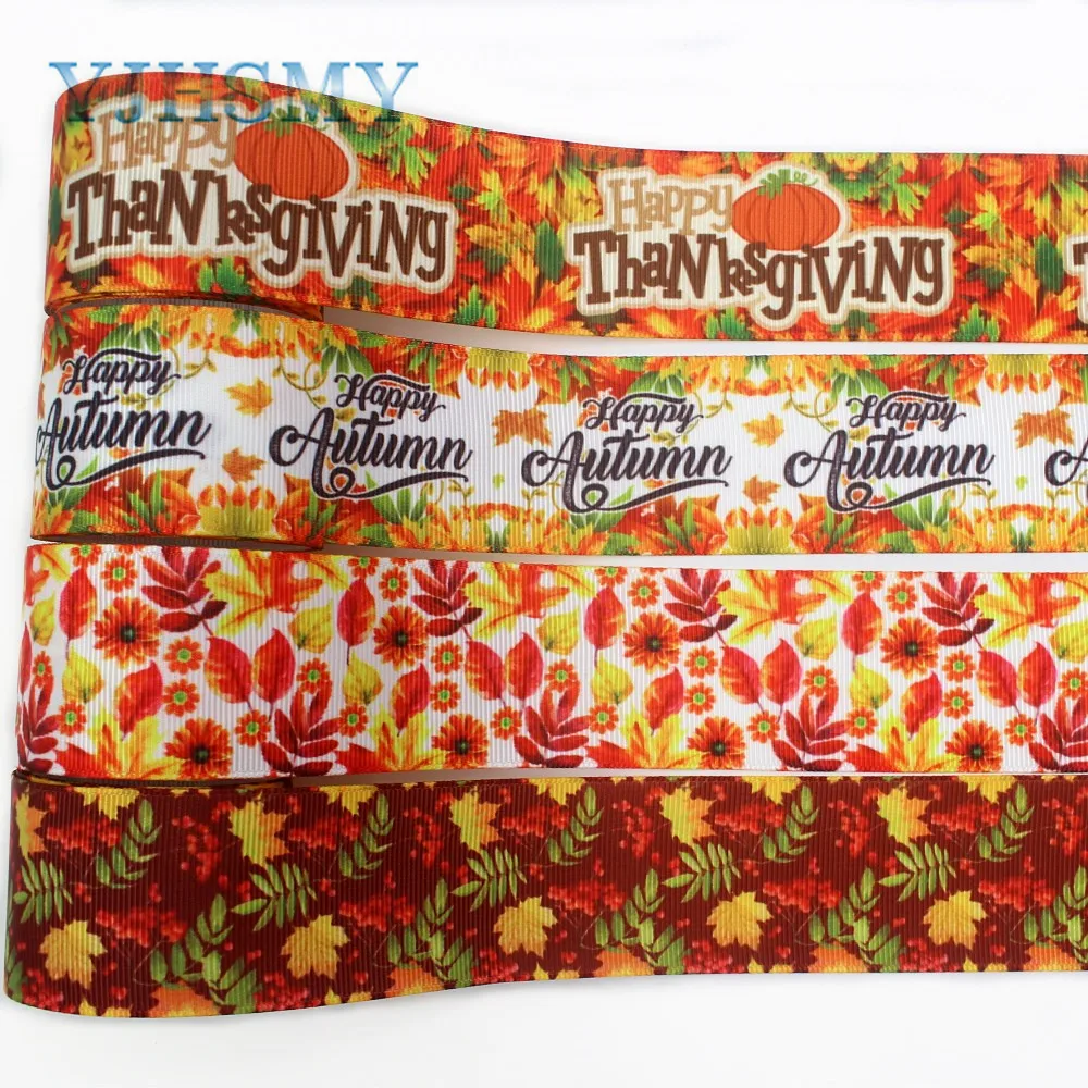 

YJHSMY,I-19831-2019,38mm 10yards Thanksgiving Thermal transfer grosgrain Ribbons,bow cap DIY handmade accessories decorations