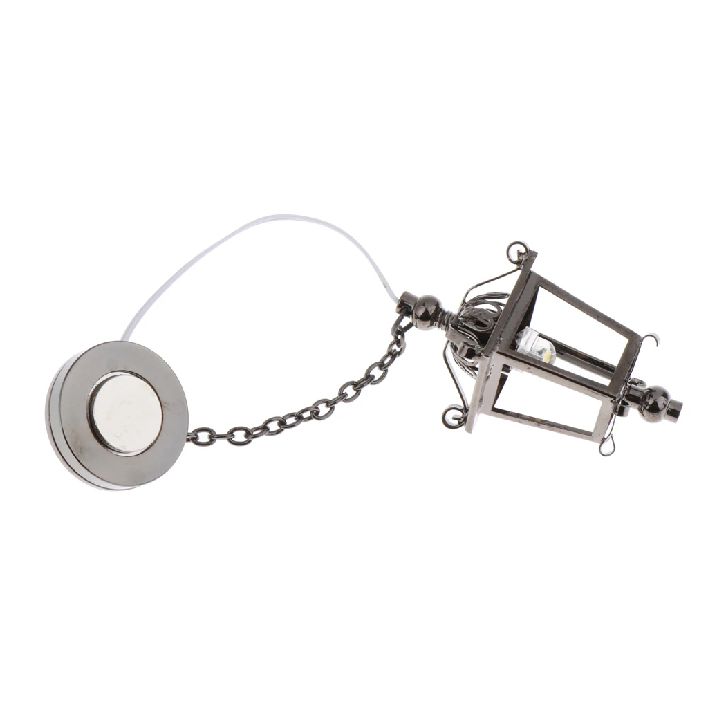 1/12 Scale Dollhouse Accessories Miniature LED Ceiling Light Metal Hanging Lamp, Battery Operated with ON/OFF Switch