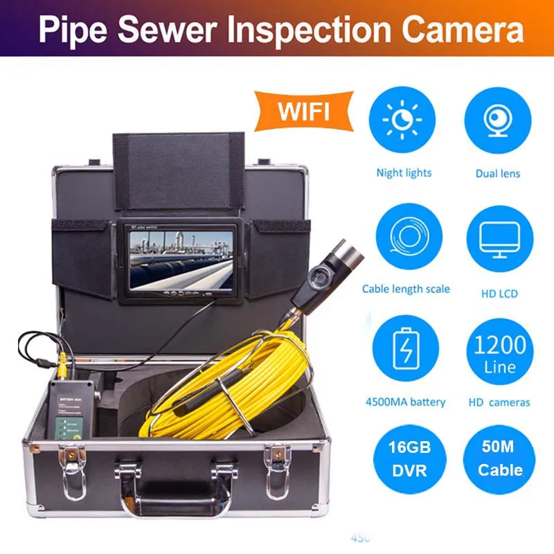 

Eyoyo P70E 50M Pipe Pipeline Waterproof IP68 Snake Video System Sewer Inspection DVR Camera Industrial Endoscope