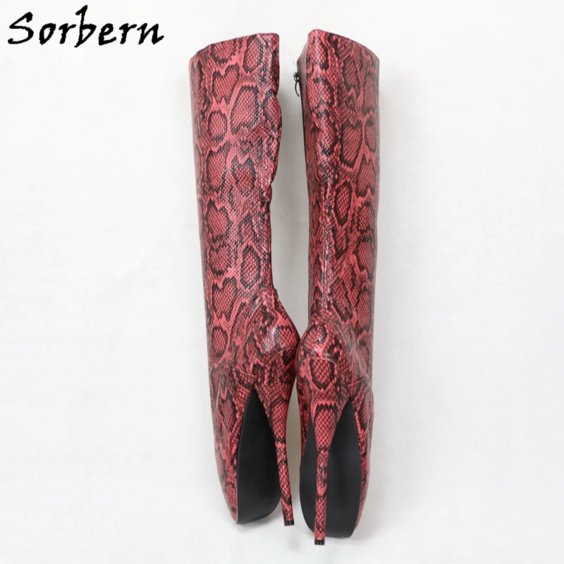 Sorbern/Сапоги до колена из питона; Vagan; Балетные туфли на шпильках 7 дюймов; на заказ; широкий покрой; длинные сапоги; унисекс; большие размеры 36-46