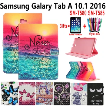 

Smart Case for Samsung Galaxy Tab A A6 10.1 2016 SM-T580 SM-T585 Fashion Painted Soft Shockproof Stand Flip Cover Tablet Shell