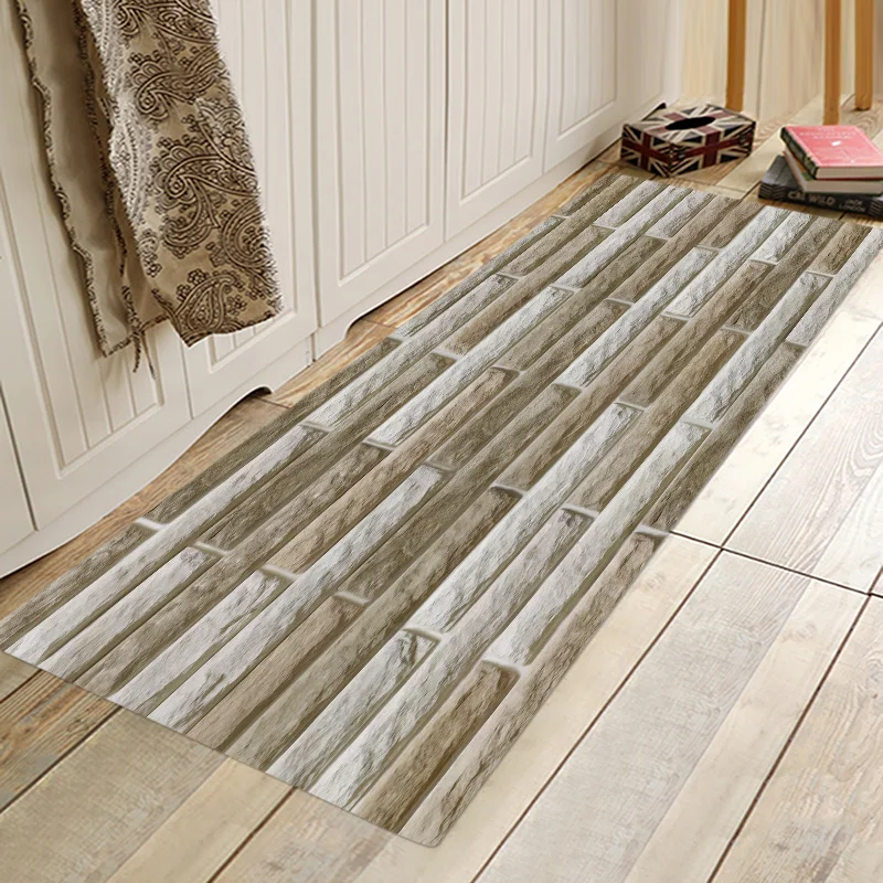Brown wood bars Flannery printing Anti-Slip absorbent home mat - Цвет: Brown wood bars 5