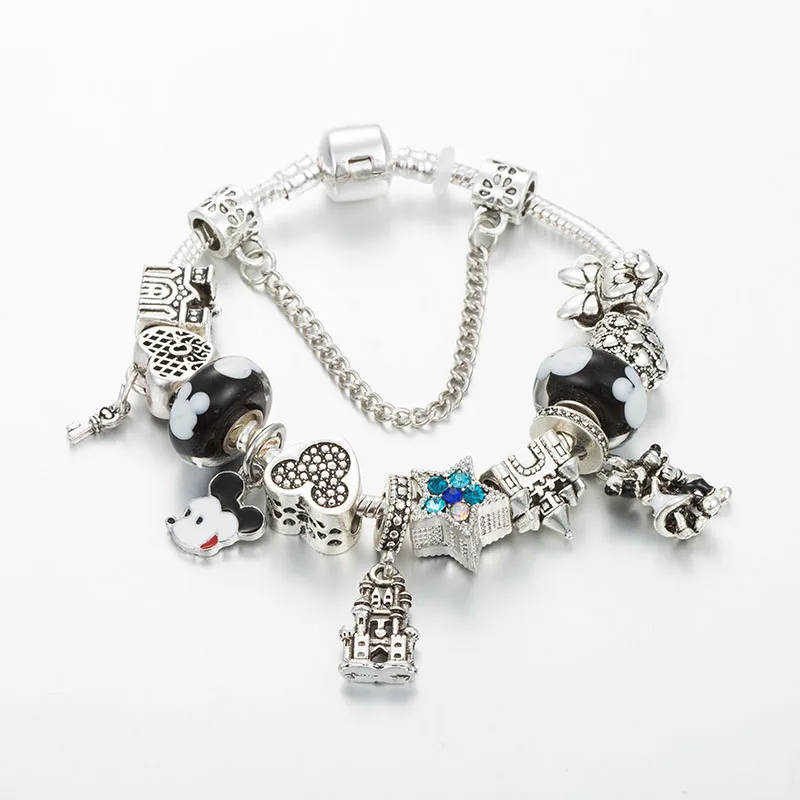 ANNAPAER, высокое качество, трендовые браслеты с шармами и ювелирные женские браслеты, Микки и Минни, подходят для размеров, браслеты для девочек, подарки - Окраска металла: B19021