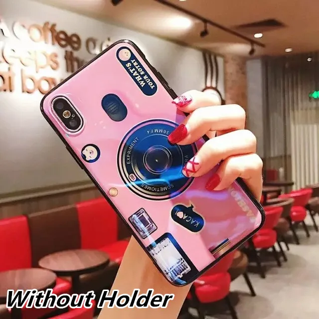 pink without stand 3D Камера чехол для samsung Galaxy S7 S8 S9 S10 плюс J530 силиконовый чехол для samsung Note 8, 9, 10, плюс A20S A50S A7 A8 Чехол подставка - Цвет: pink without stand