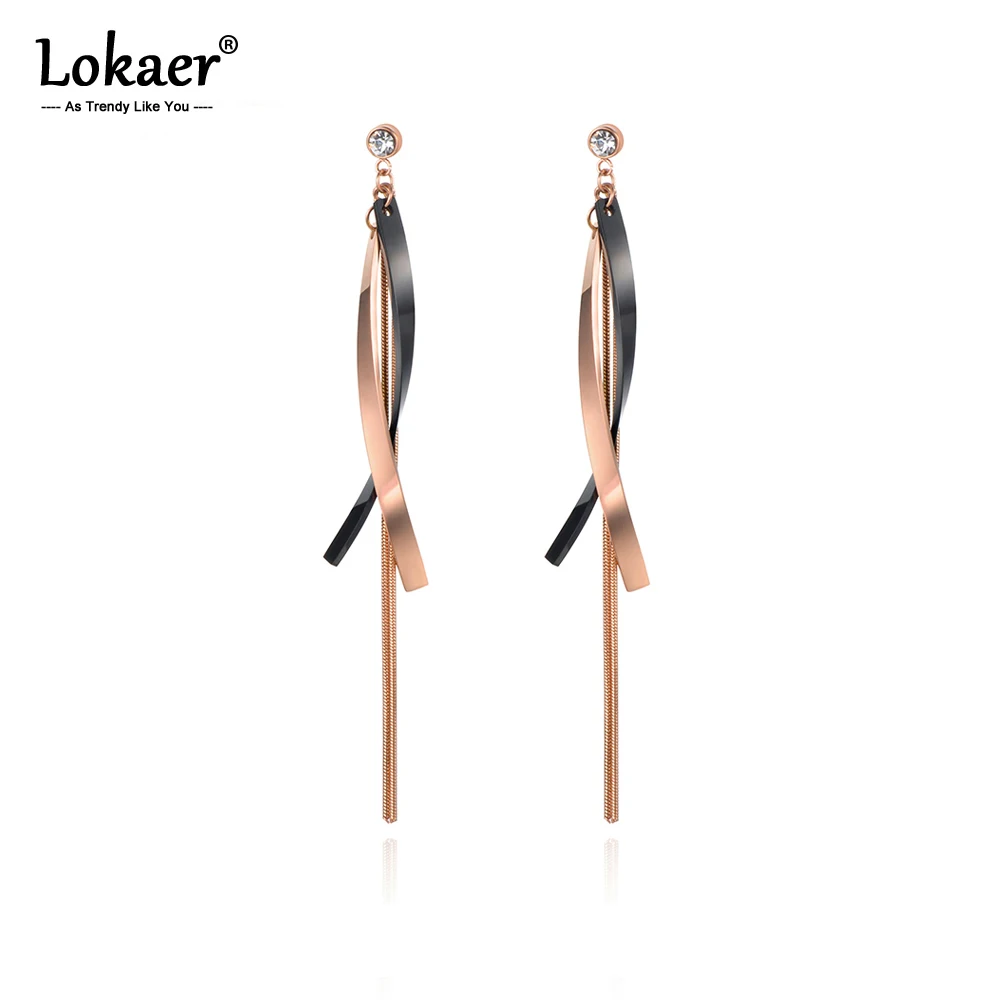 Lokaer Классическая титановая сталь геометрические серьги с кисточками ювелирное