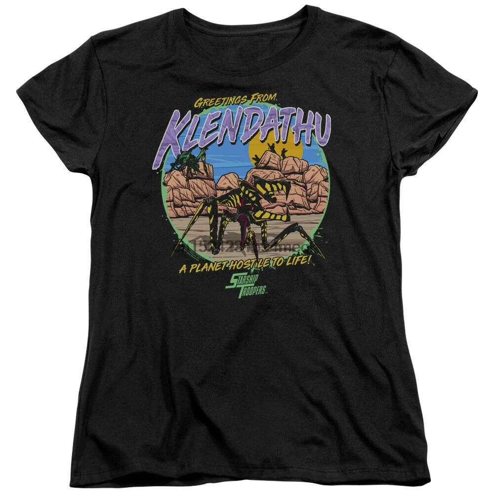 Звездный Корабль Troopers женская футболка поздравления от Klendathu Black Tee