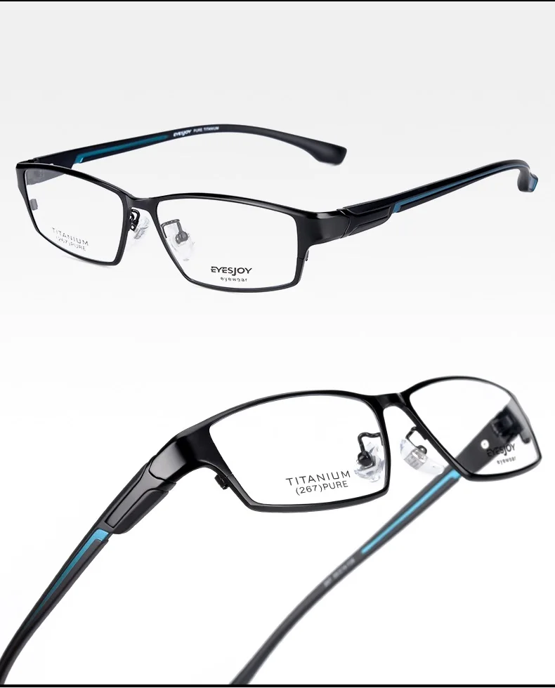 Vazrobe титановая оправа для очков мужские очки мужские полный обод ультра легкие очки по рецепту мужские очки чековые очки - Цвет оправы: black blue line