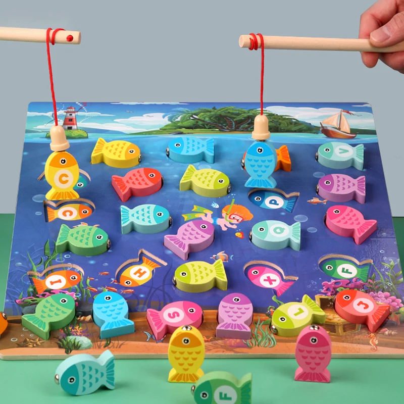 

Preschool Wooden Montessori Toys Magnetic Fishing Toys For Kids Baby Fishing Game Learning Toys Educational Toys For Children