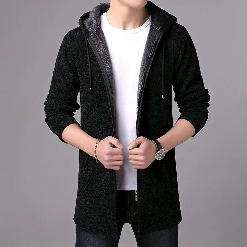 2019 Autumn Winter New Mens Sweater Thick Warm Long Cardigan Men Hooded Sweater Coat Male Cardigan England Style sweater jacket 2019 Autumn Winter New Mens Sweater Thick Warm Long Cardigan Men Hooded Sweater Coat Male Cardigan England Style sweater jacket