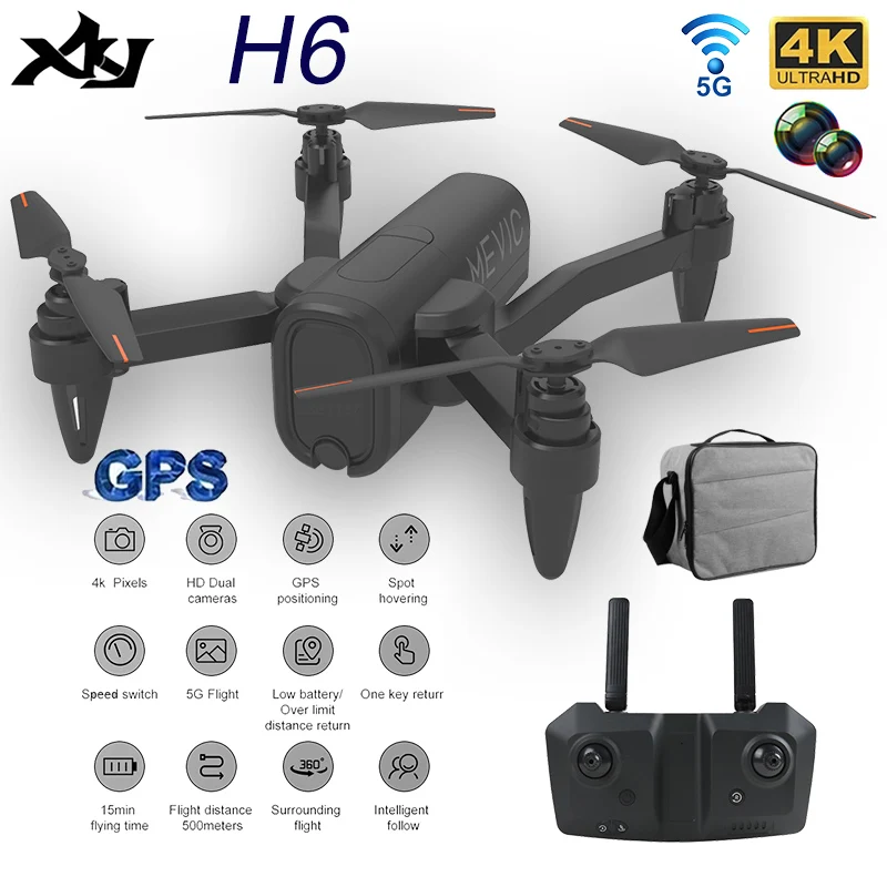 2020 новый GPS Дрон H6 4K HD ESC камера 5G WiFi Fpv фиксированная высота складной Квадрокоптер