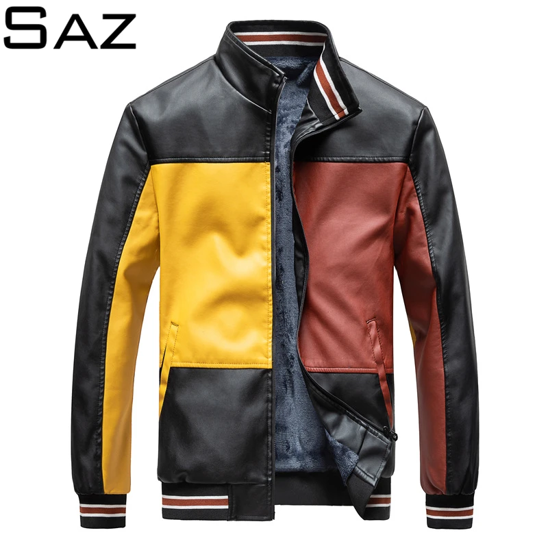 

Saz Mens New Casual Motor Leather Jacket Coat Mens Jackets Mens High Quality Jacket