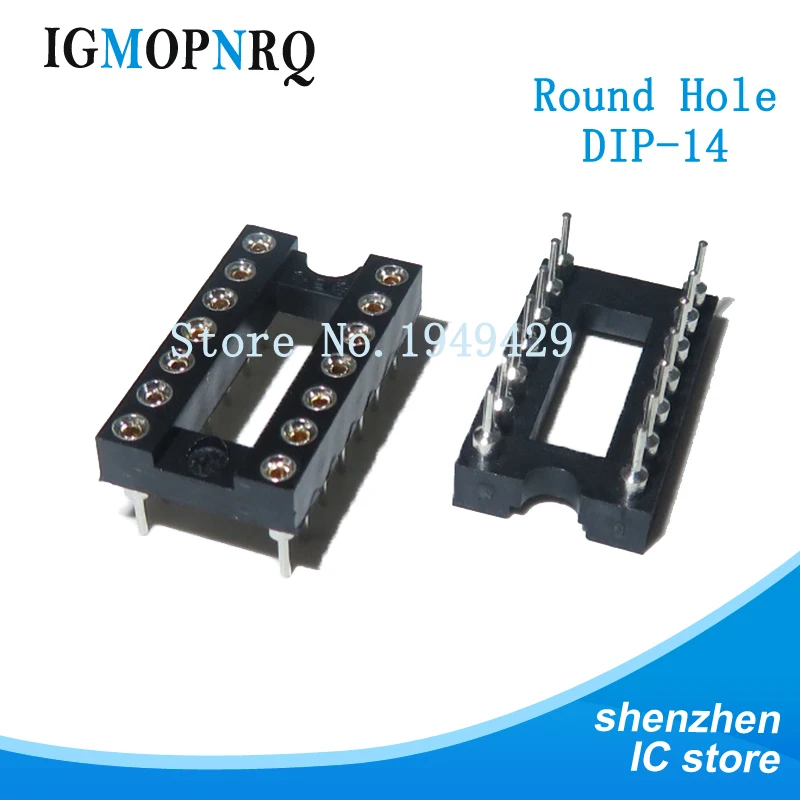 10pcs Round Hole 14 Pins 2.54MM DIP14 IC Sockets PIN 2.54 Adaptor Solder Type Connector New | Электронные компоненты и