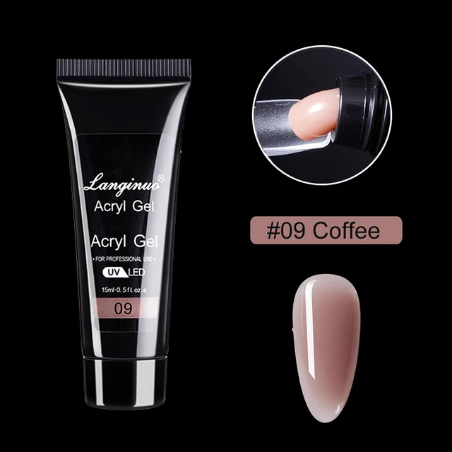 15ml Poly Nail Gel Quick Extensions Builder Extend Nail Art Acrylic Gel Varnish LED/UV Clear White Finger Form Manicure Tool 09
