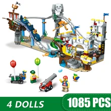 1085 шт. маленькие строительные блоки игрушки, совместимые с Legoe пиратские горки Игрушки для девочек и мальчиков Детский подарок DIY